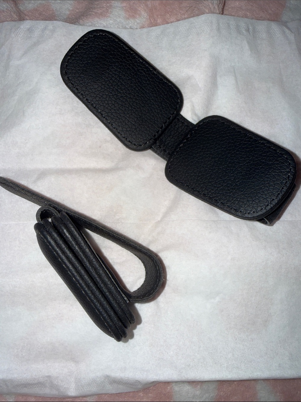 Black Leather Sunglasses Visor Clips - 2